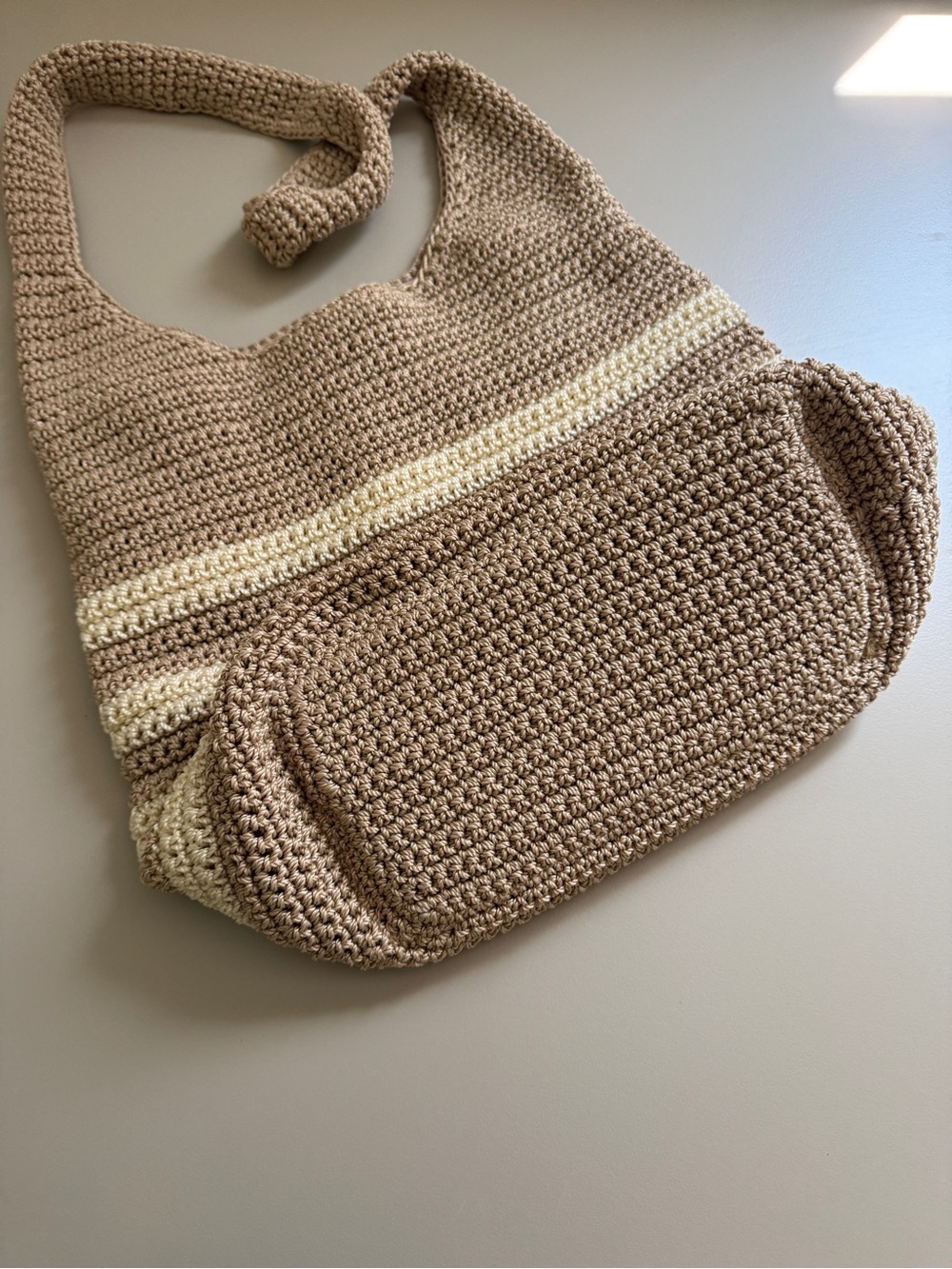 Tommy Bahama Slouchy Crochet Beige and Tan Shoulder Bag - Picture 3 of 5